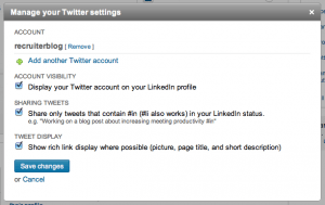 Changing your Twitter Settings on LinkedIn