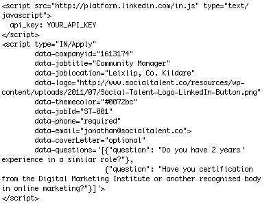 Apply with LinkedIn Button Code