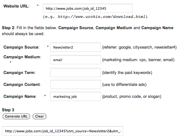 Google URL Builder Tool for Urchin Trackers