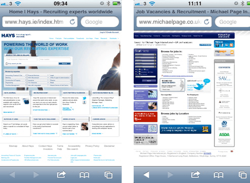 Hays-Website-and-Michael-Page-Website Hays.ie and MichaelPage.co.uk websites on Mobile Devices