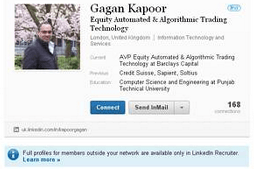 Full profiles outside your network are only available in LinkedIn Recruiter