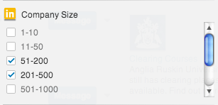 LinkedIn Advanced Search Company Size