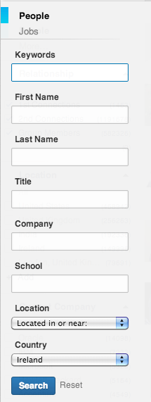 LinkedIn Advanced Search Left Column