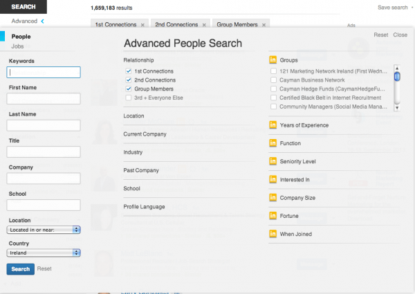 LinkedIn Advanced Search Screenshot