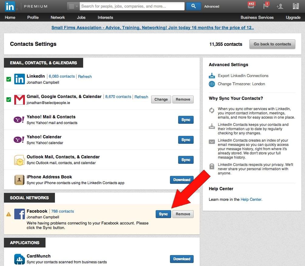 Sync Facebook Contacts | Sync Twitter & Facebook Contacts on LinkedIn