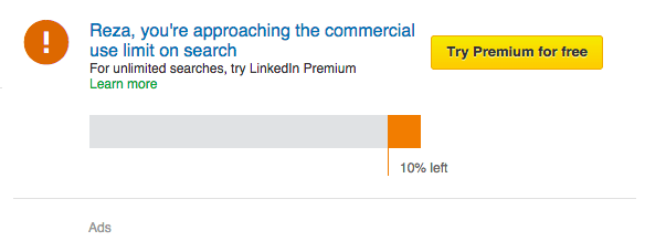 LinkedIn Commercial Search limit