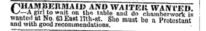 Chambermaid - Vintage Job Ads