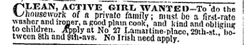 No Irish Need Apply - Vintage Job Ads