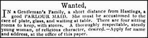 Parlour Maid - Vintage Job Ads