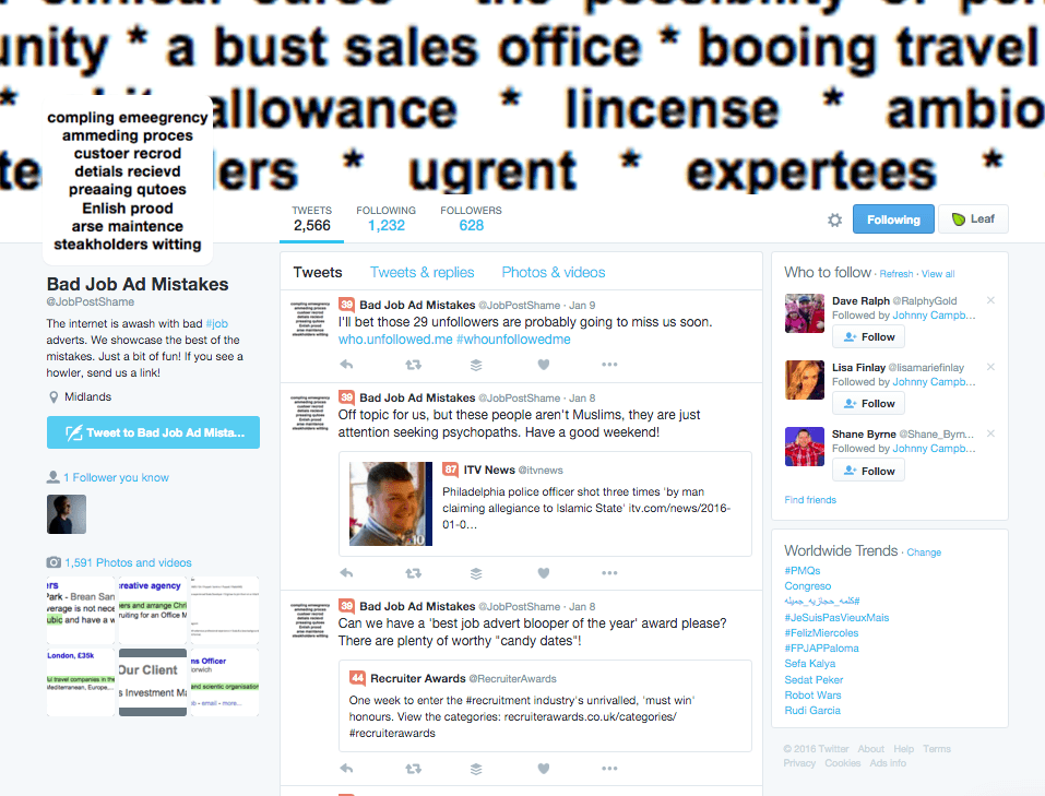 Bad Job Ad Mistakes Twitter