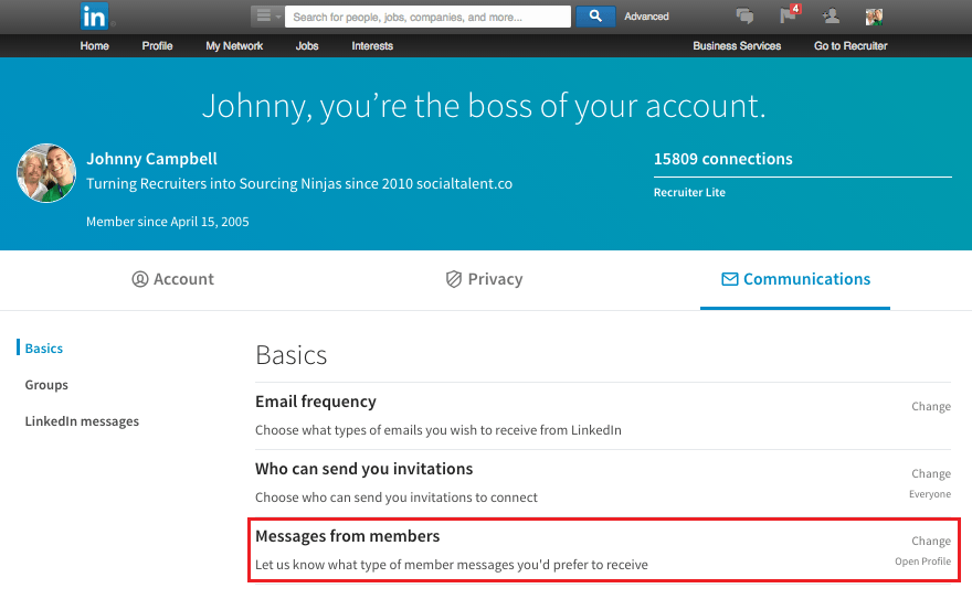 linkedin settings