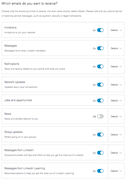 linkedin settings