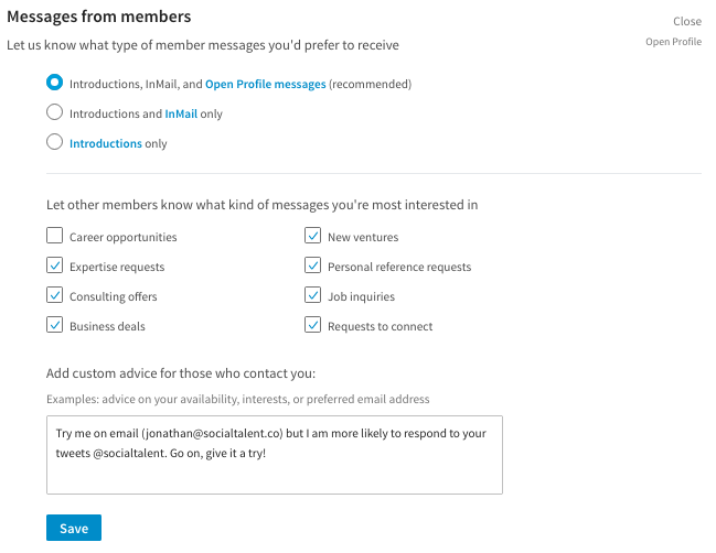 linkedin settings