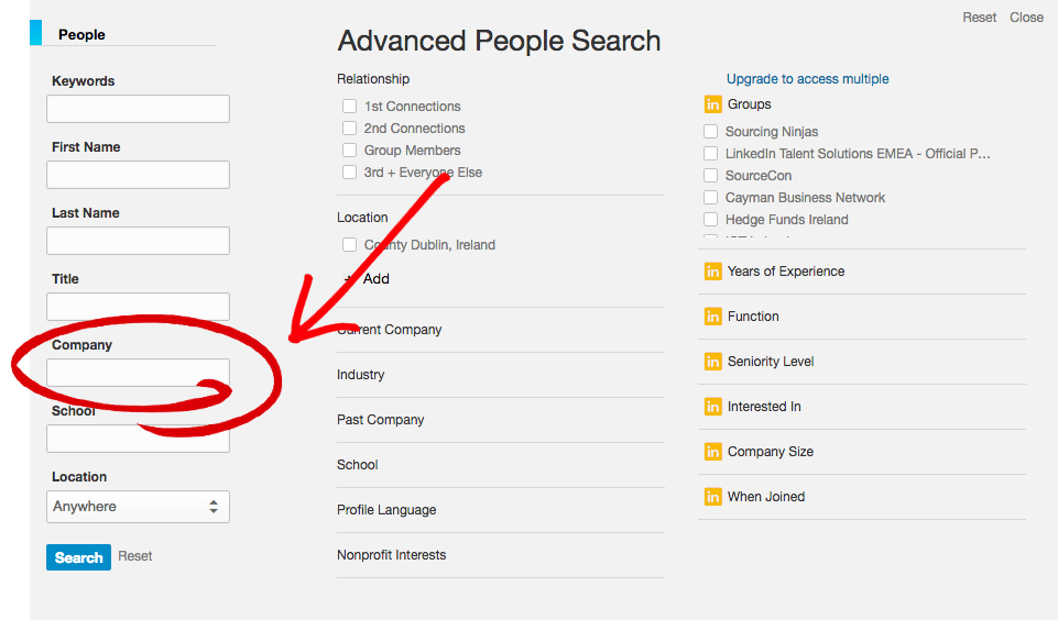 linkedin advanced search