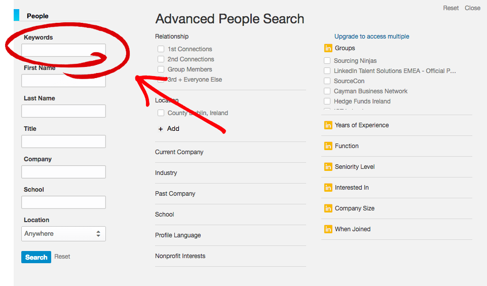 linkedin advanced search