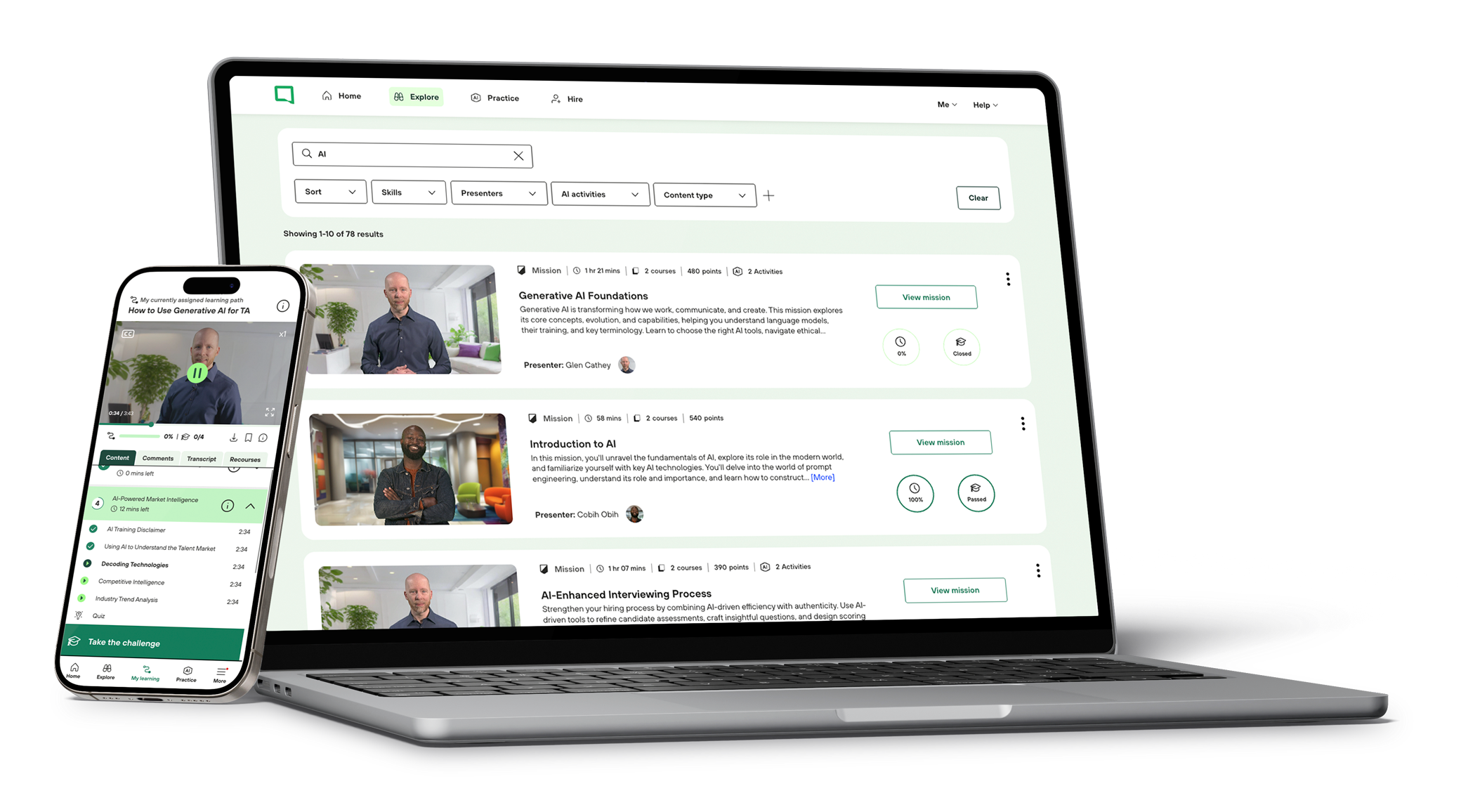 The SocialTalent learning platform shown on laptop and mobile