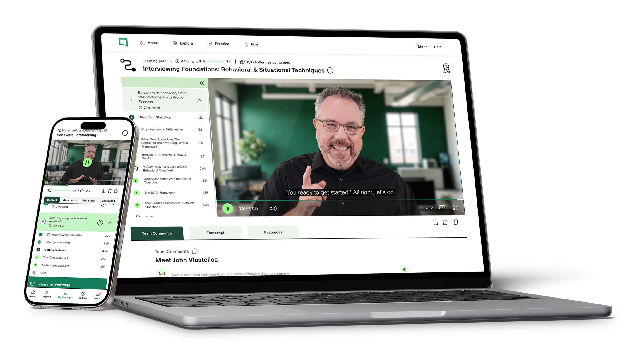 The SocialTalent learning platform shown on laptop and mobile