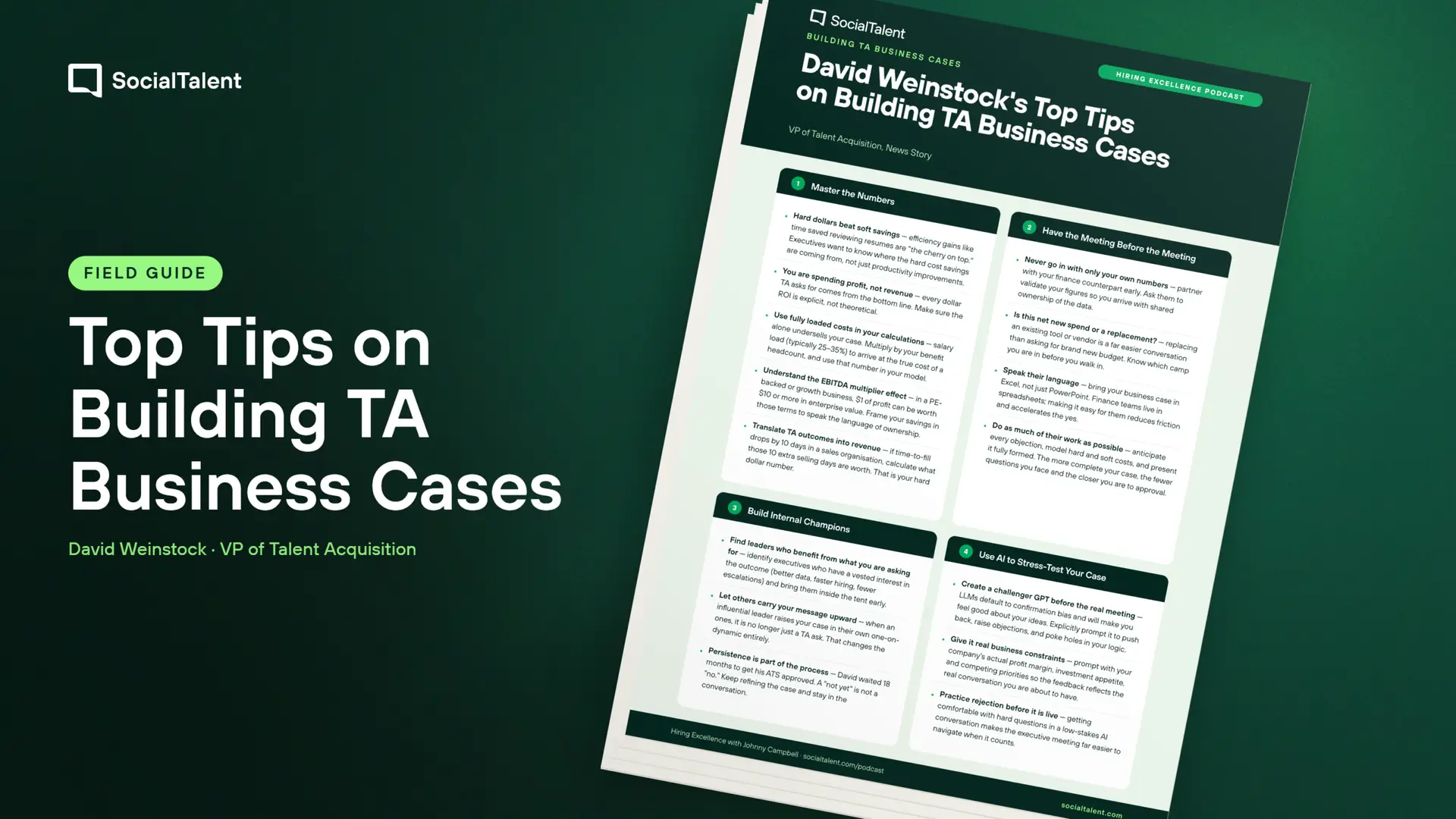 David Weinstock's Top Tips on Building TA Business Cases