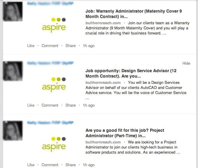 Continuous stream of job posting status updates on LinkedIn